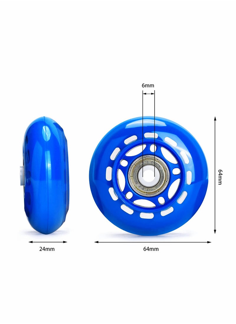 KASTWAVE - 8 Pack 64mm, 82A/84A Inline Skate Wheels with ABEC-7 Bearing, Indoor/Outdoor Roller Skate Wheels, Roller Blade Skating Wheels, Training Wheels for Scooters,Beginner  Roller Blades Replacement Wheel - Image 1