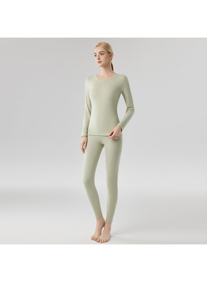 Autumn And Winter Yellow Label Baird Fleece Collar Dralon Thermal Underwear Women's Antibacterial Heating Fleece Lined Thickened Autumn Clothes And Pants Men's