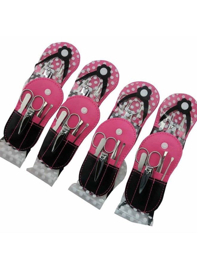 SPOVE 8 Packs Manicure Sets Polka Dot Flip Flop Nail Clippers Personal Care Tools Pedicure Set Nail Hotpink - Image 1