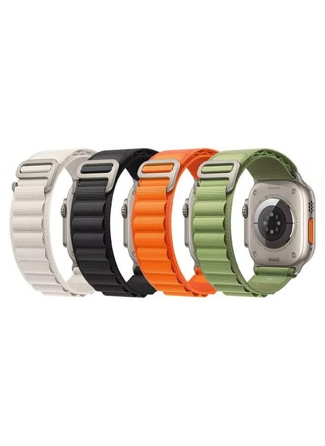 Generic 4Pack for Apple Watch Alpine Loop Band 49mm/45mm/44mm Nylon Woven Sport Strap Compatible with iWatch Series 8/Ultra/7/SE/6/5/4/3/2/8 White/Green/Orange/Black  - Image 1
