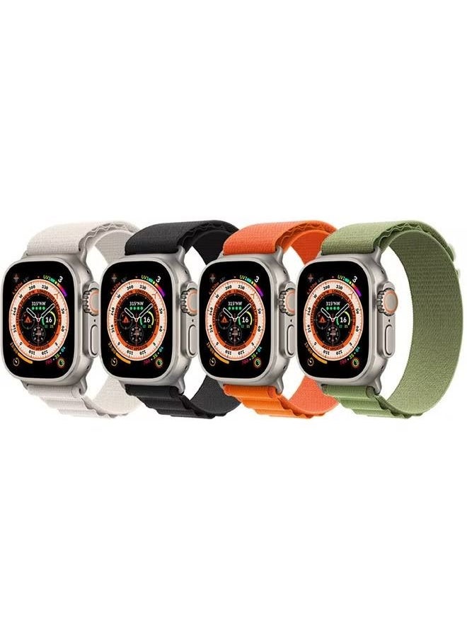 Generic 4Pack for Apple Watch Alpine Loop Band 49mm/45mm/44mm Nylon Woven Sport Strap Compatible with iWatch Series 8/Ultra/7/SE/6/5/4/3/2/8 White/Green/Orange/Black  - Image 2