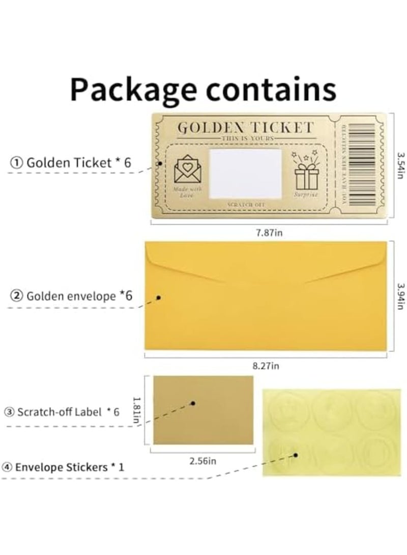 SYOSI 6 Pieces Golden Ticket Scratch-Off Cards with Envelopes, Personalized Scratch & Reveal Surprise Gift Tickets for Birthdays, Anniversaries for Special Occasions and Celebrations (Gold) - Image 5