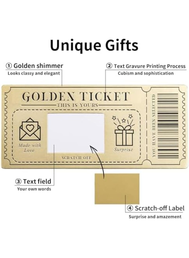 SYOSI 6 Pieces Golden Ticket Scratch-Off Cards with Envelopes, Personalized Scratch & Reveal Surprise Gift Tickets for Birthdays, Anniversaries for Special Occasions and Celebrations (Gold) - Image 2