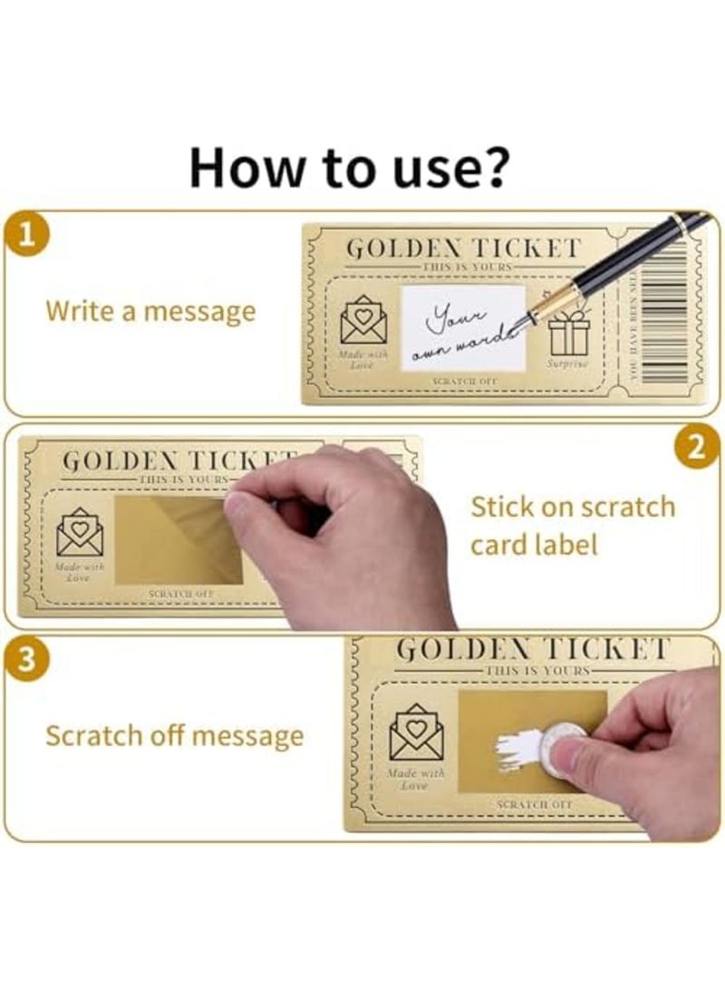 SYOSI 6 Pieces Golden Ticket Scratch-Off Cards with Envelopes, Personalized Scratch & Reveal Surprise Gift Tickets for Birthdays, Anniversaries for Special Occasions and Celebrations (Gold) - Image 3