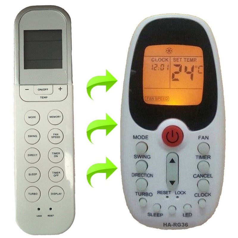 RCECAOSHAN Replacement Air Conditioner Remote Control for Midea Mirage ComfortStar RG36ABGER RG36BBGE RG36CBGE RG36DBGE RG36EBGERG36F2BGEF RG36F3BGEF RG36F4BGEF