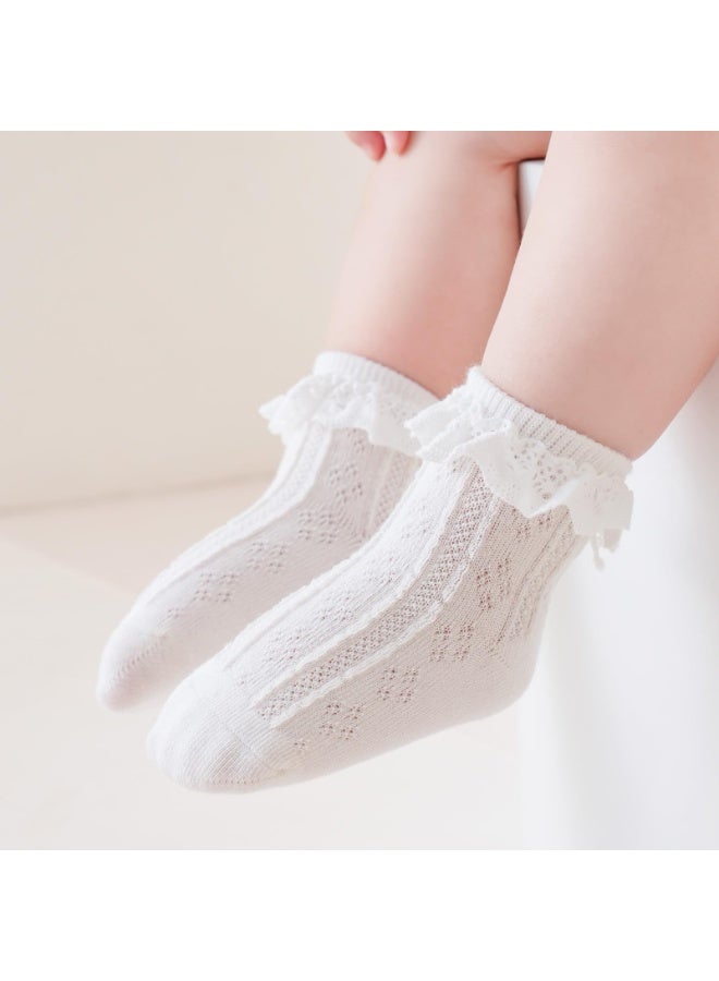 Toddler Lace Sock, Baby Ruffle Socks, Eyelet Frilly Lace Socks For Newborn/Infant/Toddler/Little Girls（1-3T）  - Image 2