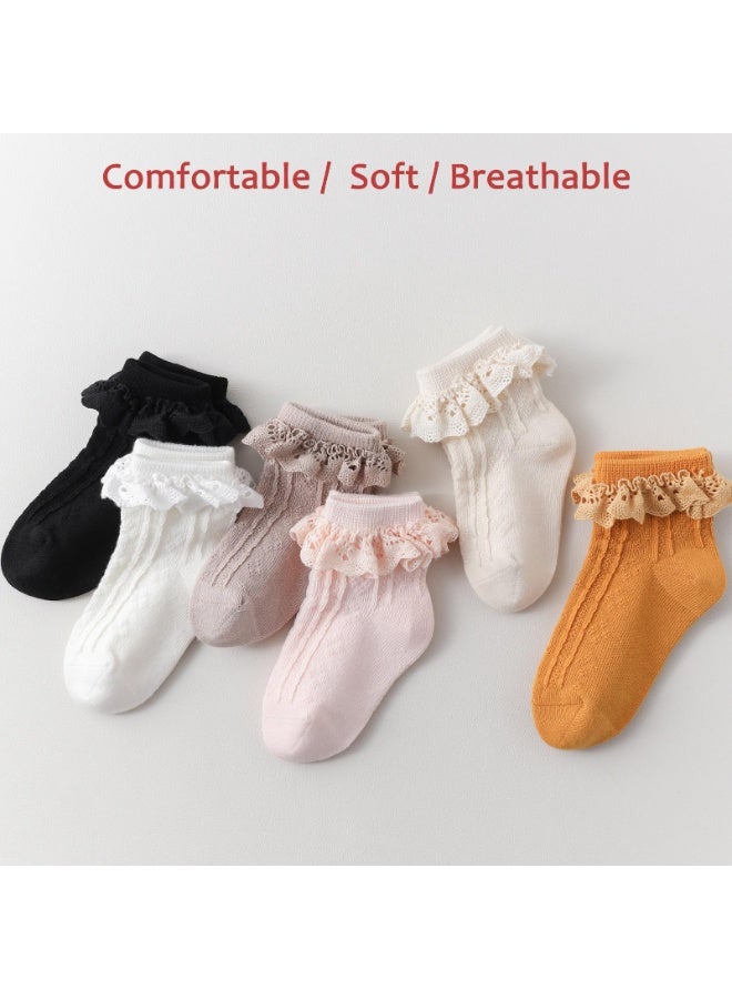 Toddler Lace Sock, Baby Ruffle Socks, Eyelet Frilly Lace Socks For Newborn/Infant/Toddler/Little Girls（1-3T）  - Image 5