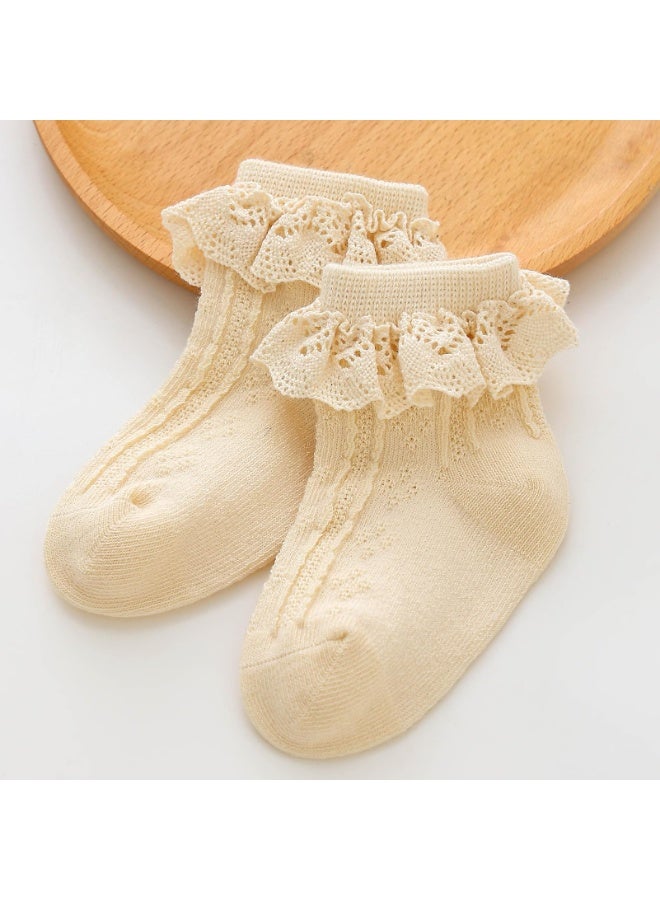 Toddler Lace Sock, Baby Ruffle Socks, Eyelet Frilly Lace Socks For Newborn/Infant/Toddler/Little Girls（1-3T）  - Image 3