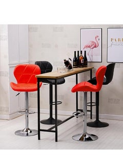 Generic 2 PCS Bar Stools Bar Chairs PU Leather Adjustable Swivel Chair with Back and Footrest Coffee Chair for Home Kitchen（Orange）  - Image 3