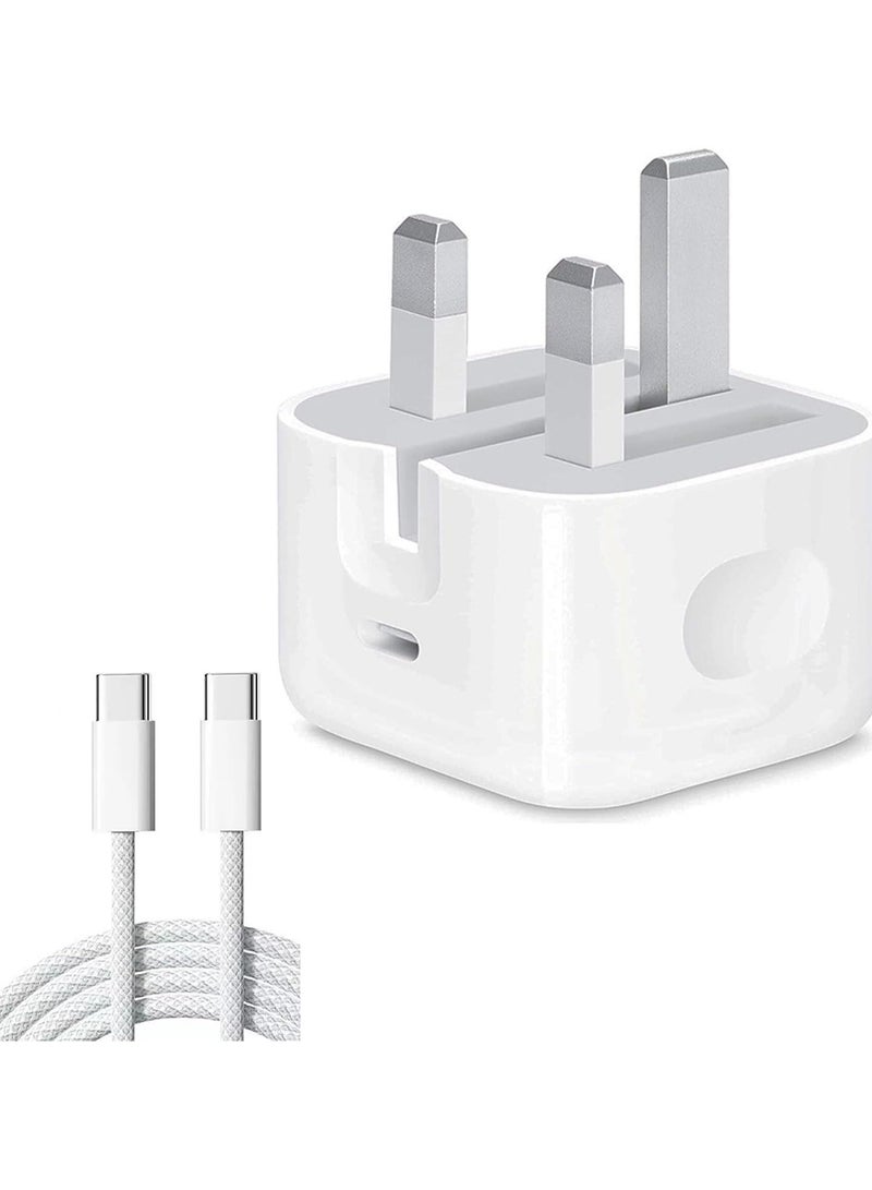 Concretization 20W Charger for iPhone Charger With Type C Cable for iPhone 16/16 Pro/16 Pro Max/16 Plus/15 Series, Samsung Galaxy and Android Phone  White - Image 1