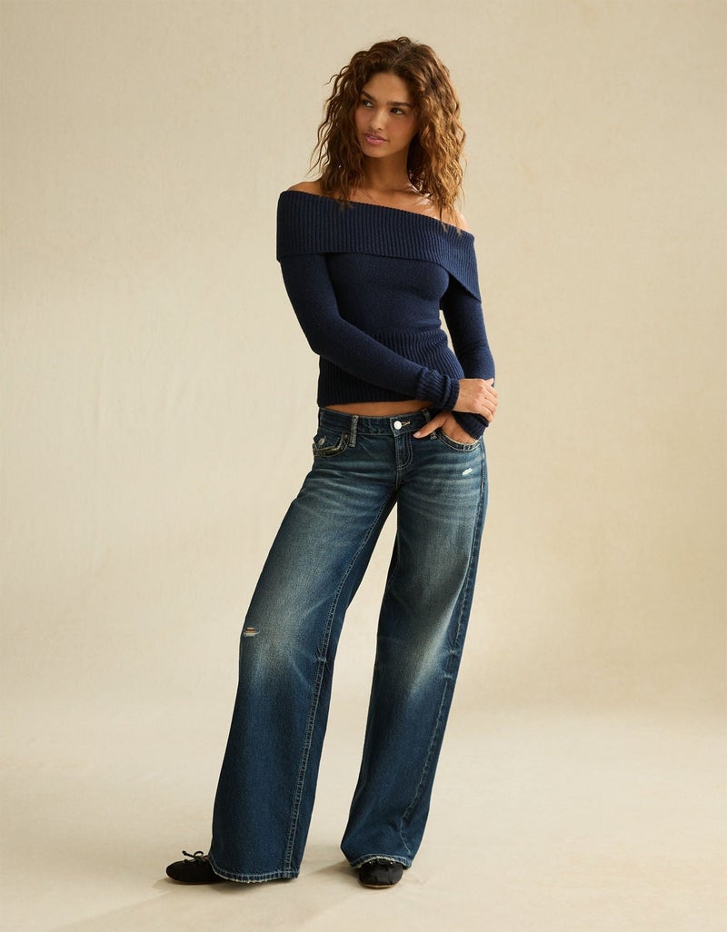 American Eagle AE Whoa So Soft Off-The-Shoulder Foldover Sweater Top - Image 4