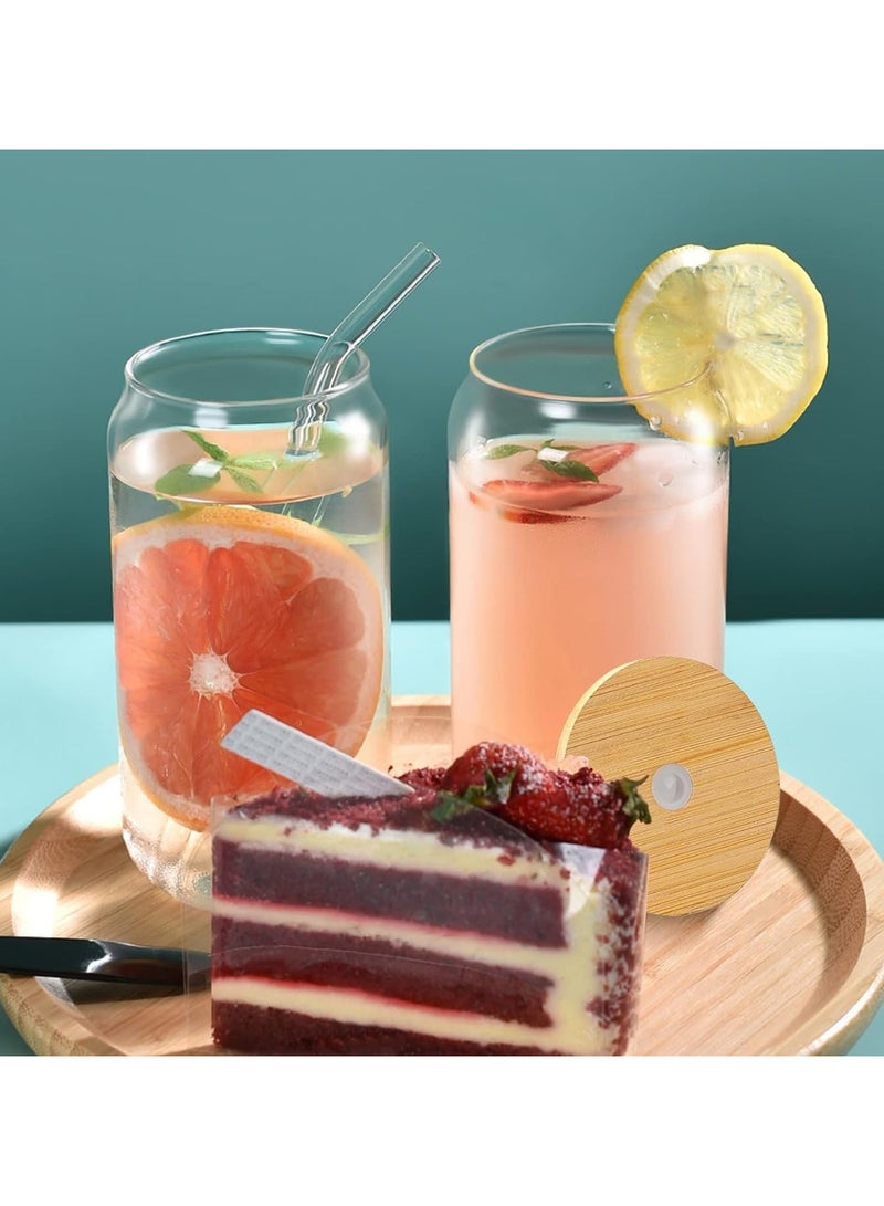 دوسالا زجاجتان للشرب مع غطاء من الخيزران وقش زجاجي، زجاجات على شكل علب 16 أوقية، أكواب للتامبلر، عصير، شاي، صودا، قهوة مثلجة - Image 2