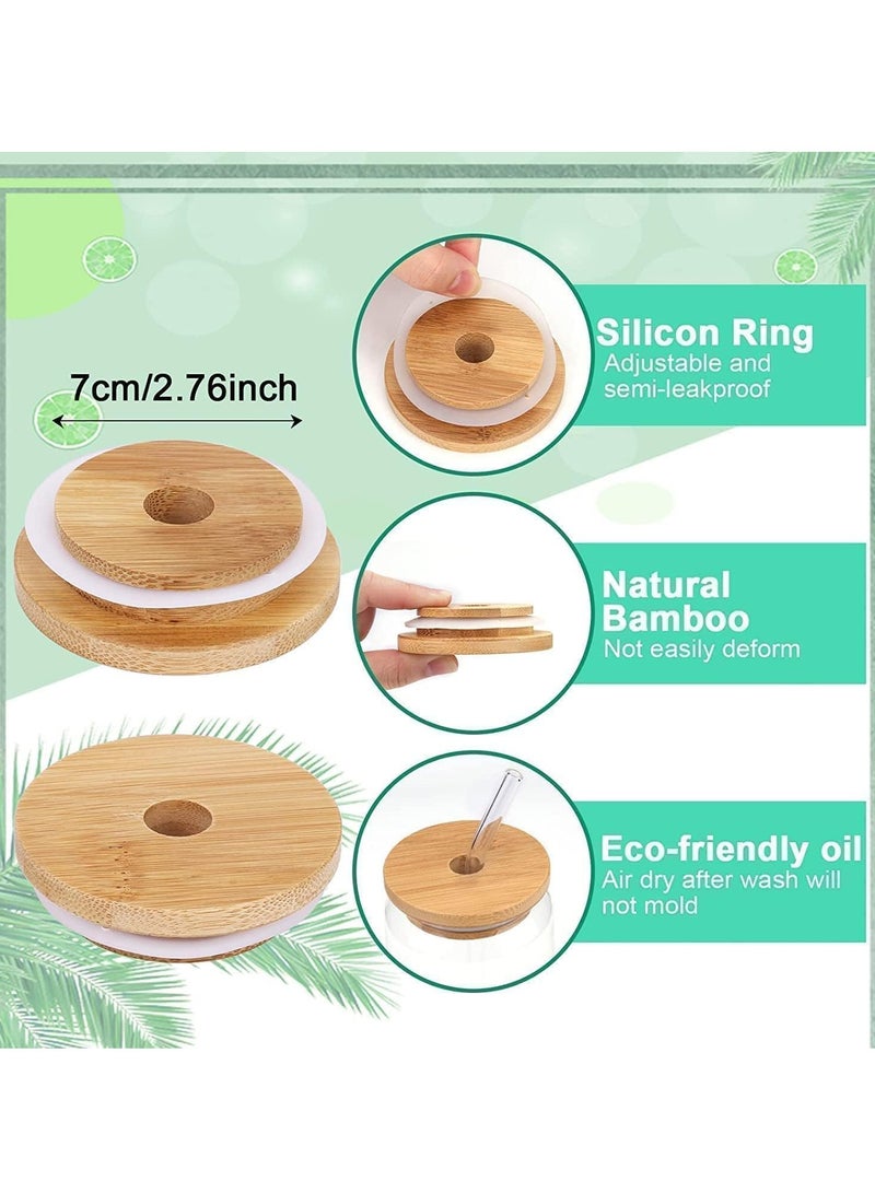 دوسالا زجاجتان للشرب مع غطاء من الخيزران وقش زجاجي، زجاجات على شكل علب 16 أوقية، أكواب للتامبلر، عصير، شاي، صودا، قهوة مثلجة - Image 4