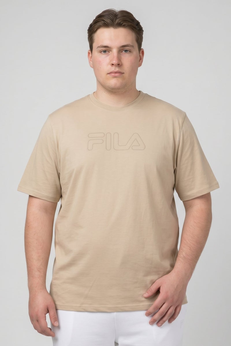 FILA Men Sportswear Fit Short Sleeve Outdoor T-Shirt, Beige - Image 1