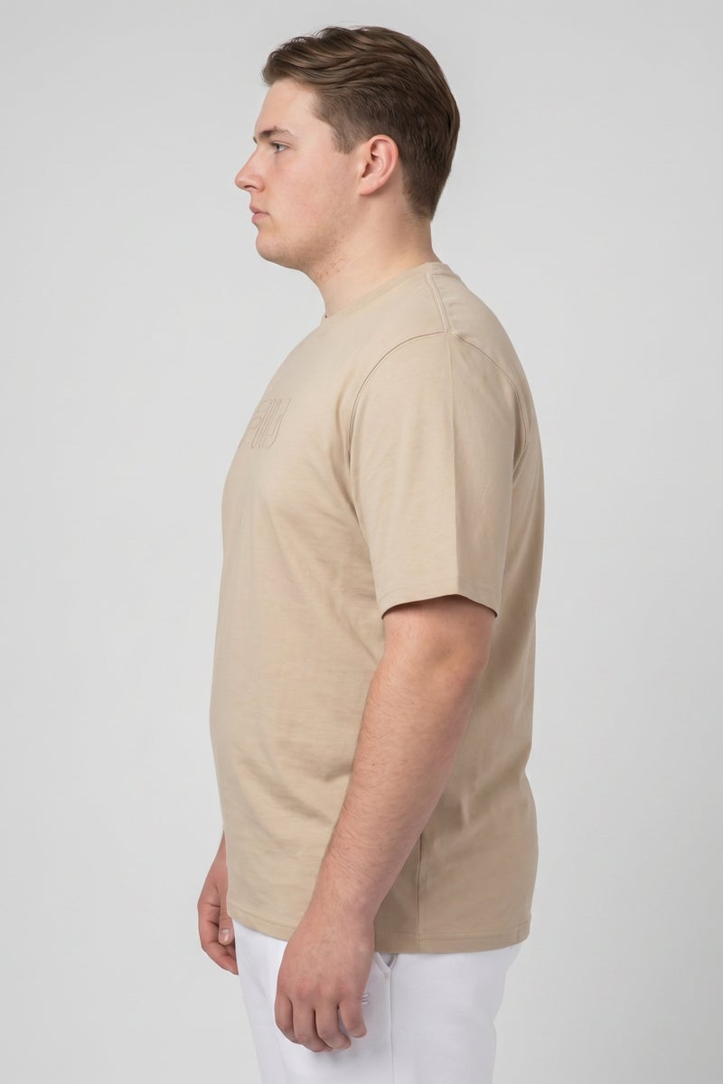 FILA Men Sportswear Fit Short Sleeve Outdoor T-Shirt, Beige - Image 4
