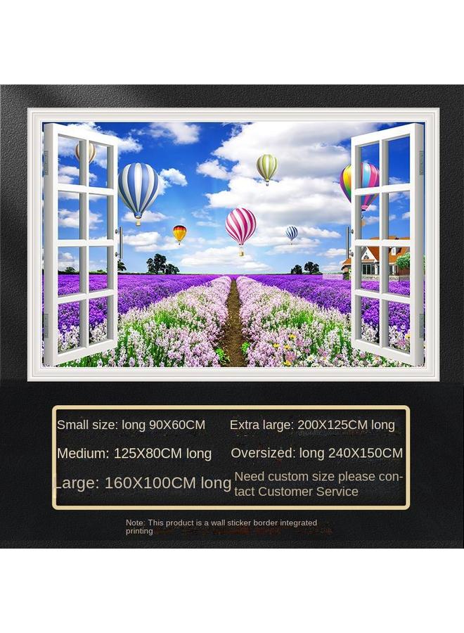 Bluejw Fake Window Self-adhesive 3D Wall Stickers Living Room Decorative Painting Bedroom Landscape Nature Waterproof Wall Stickers Wallpaper - Image 1
