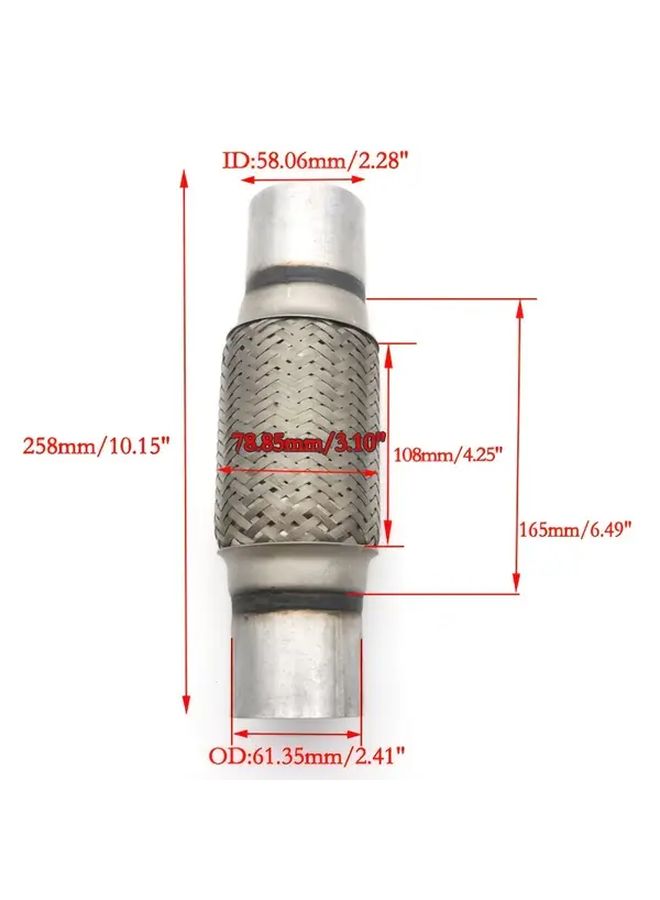 Universal Exhaust Flexible Hose Pipe 305mm Inner Diameter 57mm No Weld - Image 5