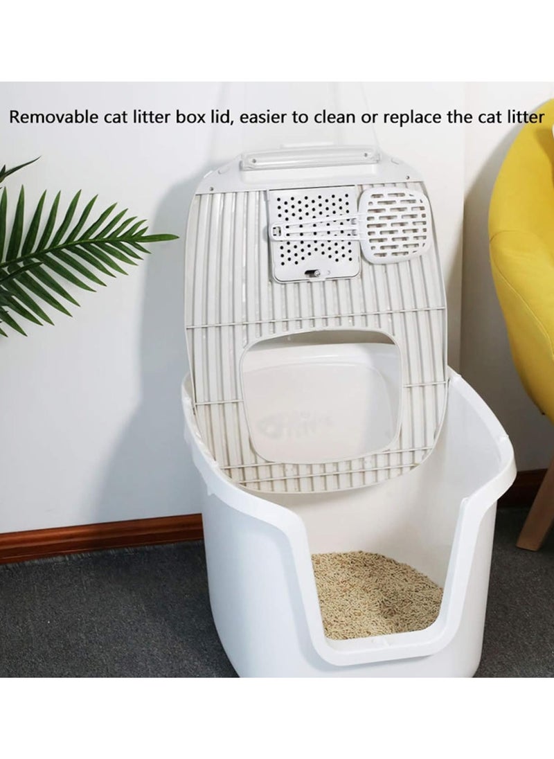 XVersion Cat Litter Box Extra Large 75L, Closed Litter Box, Cat Litter Tray fully enclosed cat litter box Large,Cat Litter Box with Door, Sandbox Self Cleaning Large Cat Toilet with Lid,Scoop,Cat Toys (Grey)  - Image 3