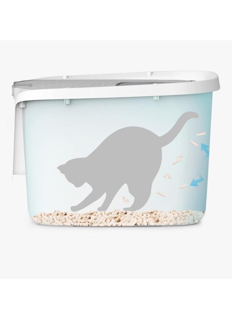 Cat Litter Box Extra Large 75L, Closed Litter Box, Cat Litter Tray fully enclosed cat litter box Large,Cat Litter Box with Door, Sandbox Self Cleaning Large Cat Toilet with Lid,Scoop,Cat Toys (Grey)