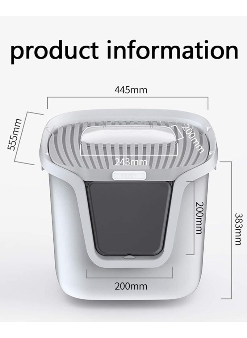 XVersion Cat Litter Box Extra Large 75L, Closed Litter Box, Cat Litter Tray fully enclosed cat litter box Large,Cat Litter Box with Door, Sandbox Self Cleaning Large Cat Toilet with Lid,Scoop,Cat Toys (Grey)  - Image 5