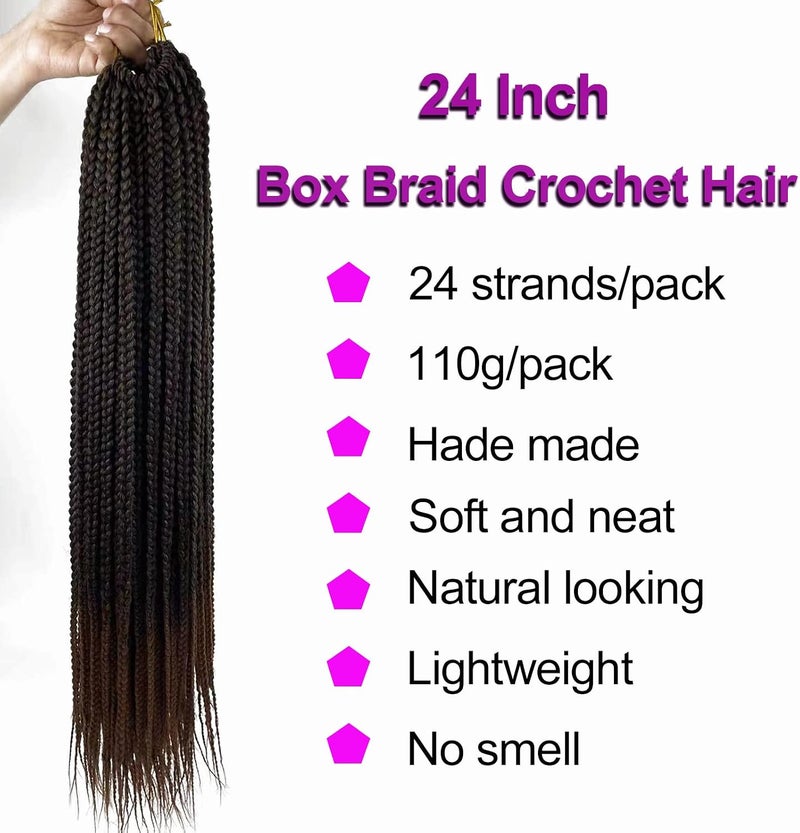 Chicmoi Box Braid Crochet Hair Goddess Crochet Braids Knotless Crochet Box Braids Pre-looped Crochet Hair for Black Women Chicmoi Hair (T30, 24 inch box braids 6 pack) - Image 2