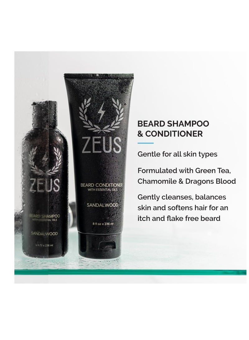 زيوس مجموعة اللحية اليومية مع صندوق هدايا من القصدير لغسل اللحية والشامبو والبلسم وزيت اللحية الطبيعي وبلسم اللحية وصندوق القصدير من خشب الصندل - Image 2