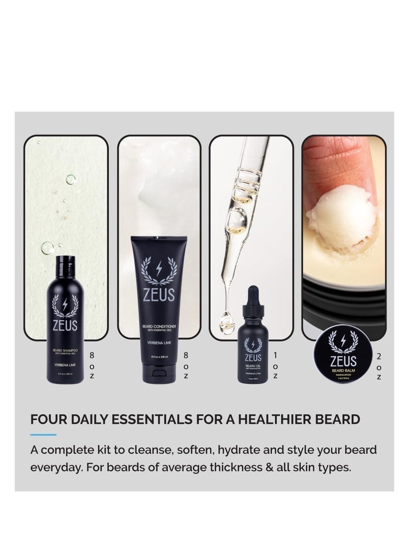 زيوس مجموعة اللحية اليومية مع صندوق هدايا من القصدير لغسل اللحية والشامبو والبلسم وزيت اللحية الطبيعي وبلسم اللحية وصندوق القصدير من خشب الصندل - Image 3
