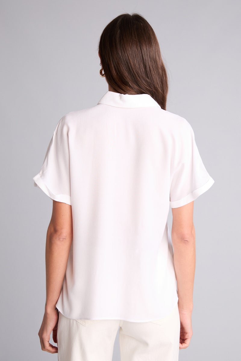 DeFacto White Woman Regular Fit Shirt Collar Short Sleeve Shirt Casual - Image 5