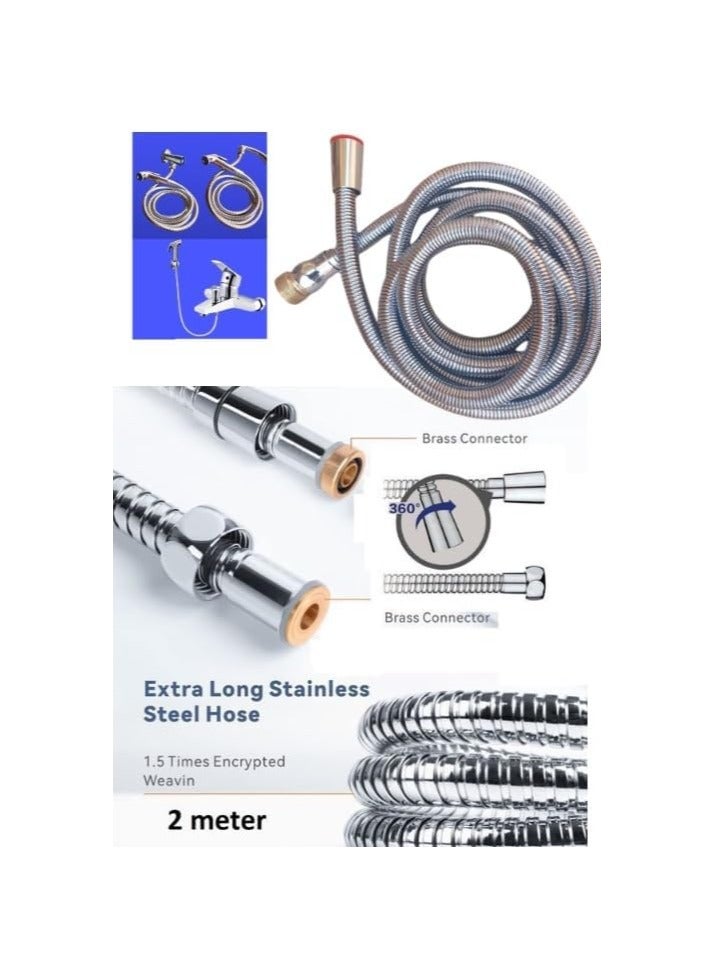 Shattaf set consisting of a corner valve, a 1.5 meter hose, and a 2 meter 6 mm bidet with a brass and Teflon adapter nut. - Image 5
