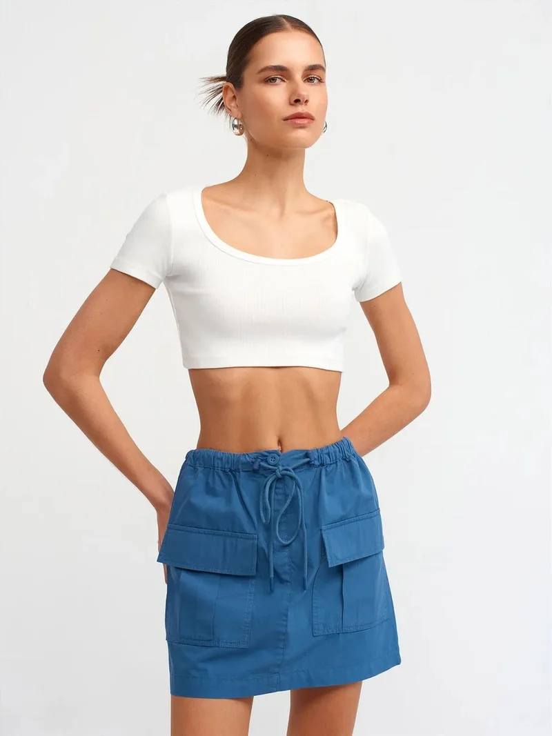 ديلفين DILVIN Women's Ribbed Crop T-Shirt