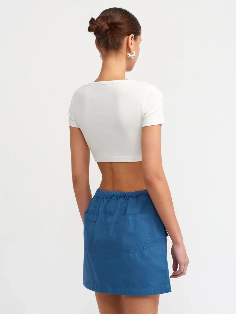 ديلفين DILVIN Women's Ribbed Crop T-Shirt