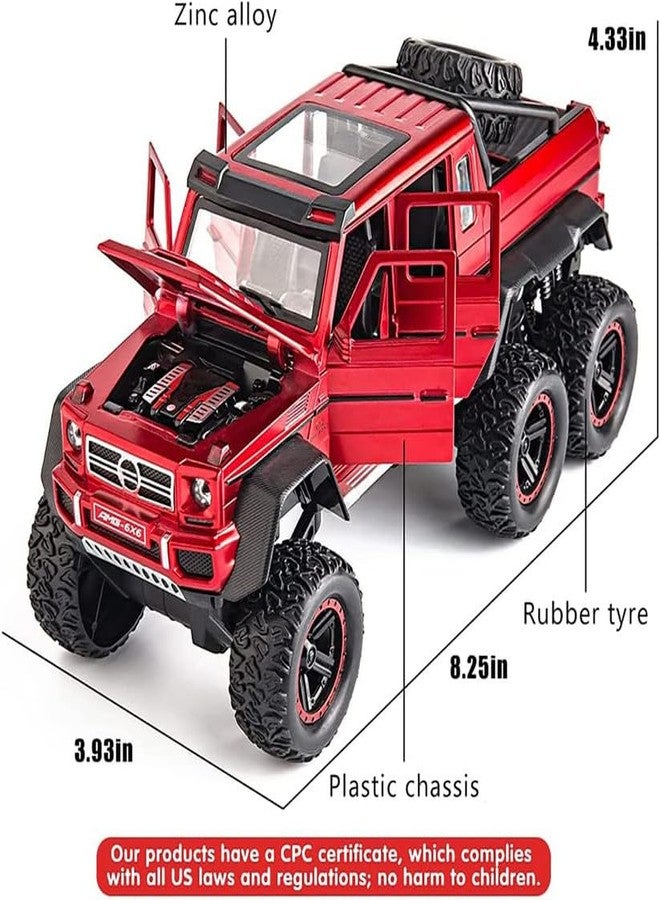 AHBHT Kids Model 1:24 AMG 6X6 Die Cast Metal Car Pull Back Action Opening Doors with Realistic Engine Sound Lights Toy Car Gift for Boys - Red - Image 2
