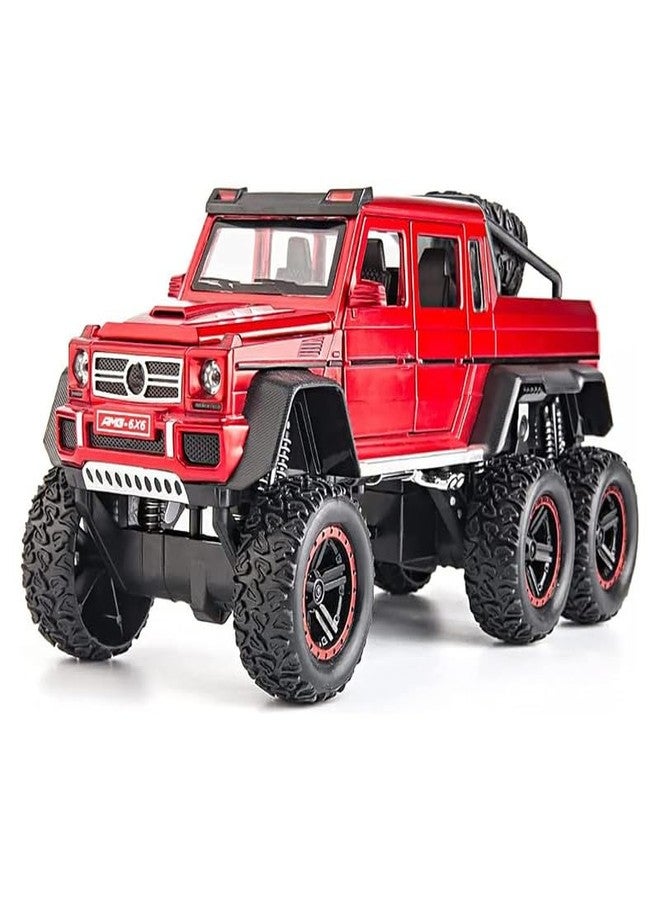 AHBHT Kids Model 1:24 AMG 6X6 Die Cast Metal Car Pull Back Action Opening Doors with Realistic Engine Sound Lights Toy Car Gift for Boys - Red - Image 1