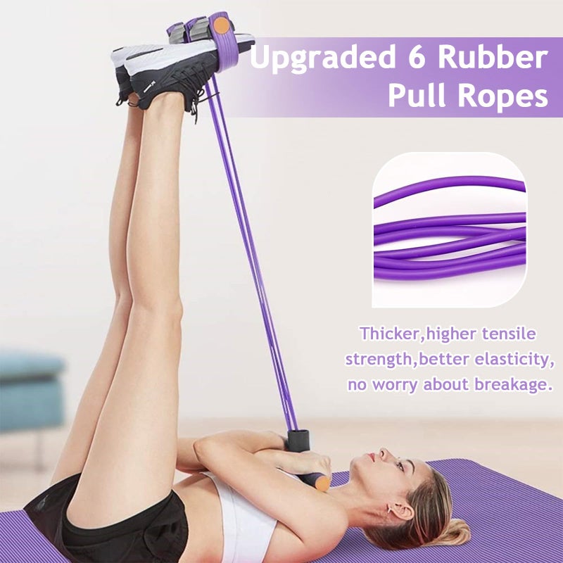 Kammoy 6-Tubes Tension Rope, Multifunction Elastic Yoga Pedal Puller Resistance Band, Natural Latex Tension Rope Fitness Equipment, for Abdomen, Waist, Arm, Leg Stretching Slimming Training (Purple) - Image 5