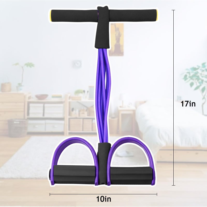 Kammoy 6-Tubes Tension Rope, Multifunction Elastic Yoga Pedal Puller Resistance Band, Natural Latex Tension Rope Fitness Equipment, for Abdomen, Waist, Arm, Leg Stretching Slimming Training (Purple) - Image 4