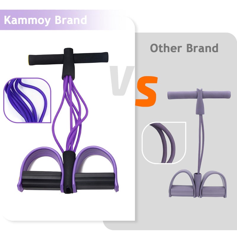 Kammoy 6-Tubes Tension Rope, Multifunction Elastic Yoga Pedal Puller Resistance Band, Natural Latex Tension Rope Fitness Equipment, for Abdomen, Waist, Arm, Leg Stretching Slimming Training (Purple) - Image 2