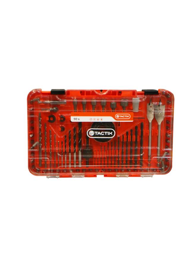 Tactix 90-Piece Multi-Purpose Drill and Bit Set Silver and Black 418744 - Image 1