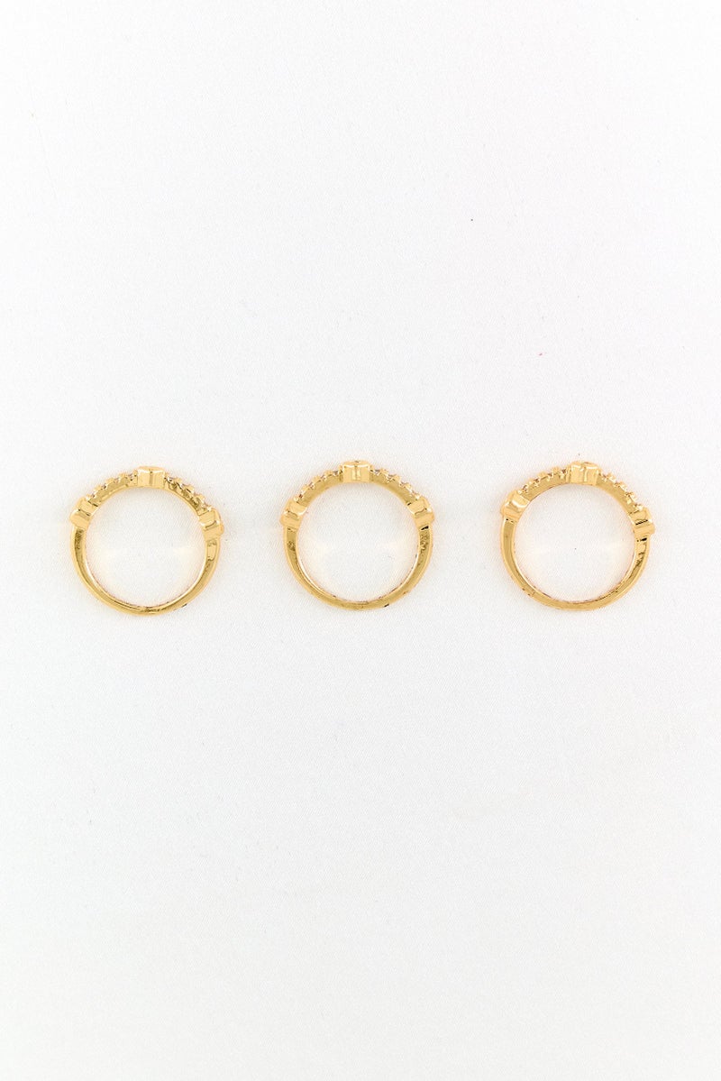Piatella Women 3 Pairs stackable Rings, Gold - Image 2