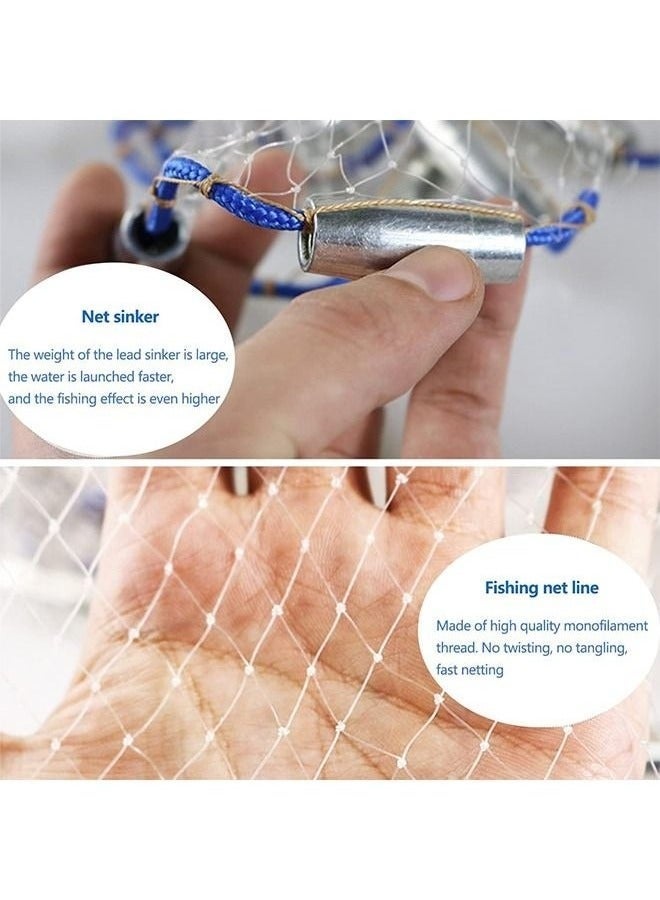 WALALLA 240 Steel Pendant Fishing Net Nylon Monofilament American Style Cast Net Outdoor Hand Throw Fishing Mesh with Heavy Duty Weights for Bait Trap Fish - Image 5