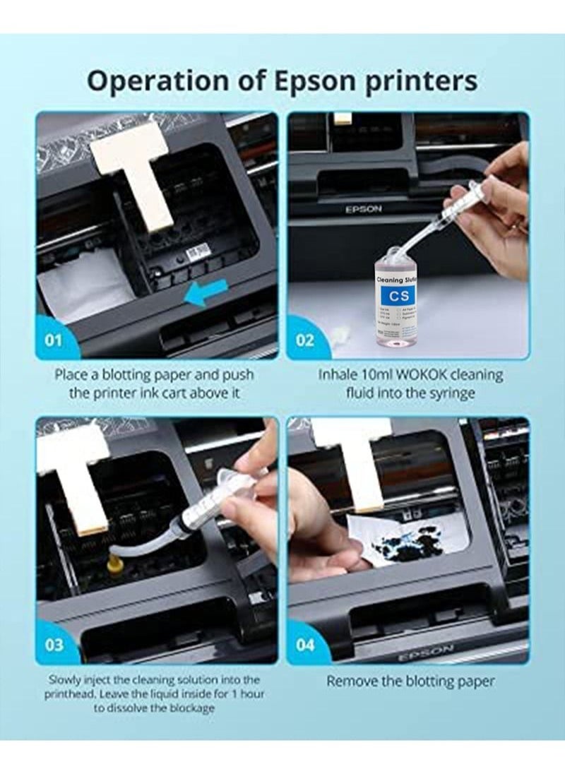 Aikanbo - Printer Cleaning Kit | Printhead Cleaning Kit | for Inkjet Printers HP/Brother/Epson/Canon WF-7710 WF-3640 7620 8600 8610 8620 WF-2750 WF-2650 ET-2750 ET-2650 C88 Liquid Printers Nozzle（100ml） - Image 1