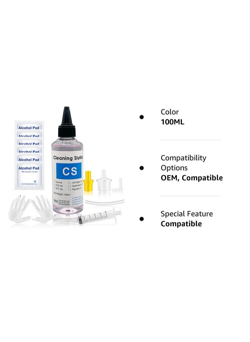 Aikanbo - Printer Cleaning Kit | Printhead Cleaning Kit | for Inkjet Printers HP/Brother/Epson/Canon WF-7710 WF-3640 7620 8600 8610 8620 WF-2750 WF-2650 ET-2750 ET-2650 C88 Liquid Printers Nozzle（100ml） - Image 1
