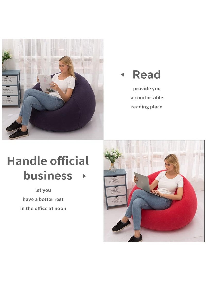 XiuWoo - Foldable Portable Inflatable Flocking Sofa, Inflatable Bean Bag Chairs,  Beanless Bag, Inflatable Lounge Chair, Lazy Sofa, Lazy Chair, Air Funiture, Inflatable Chair with Air Pump - Image 1