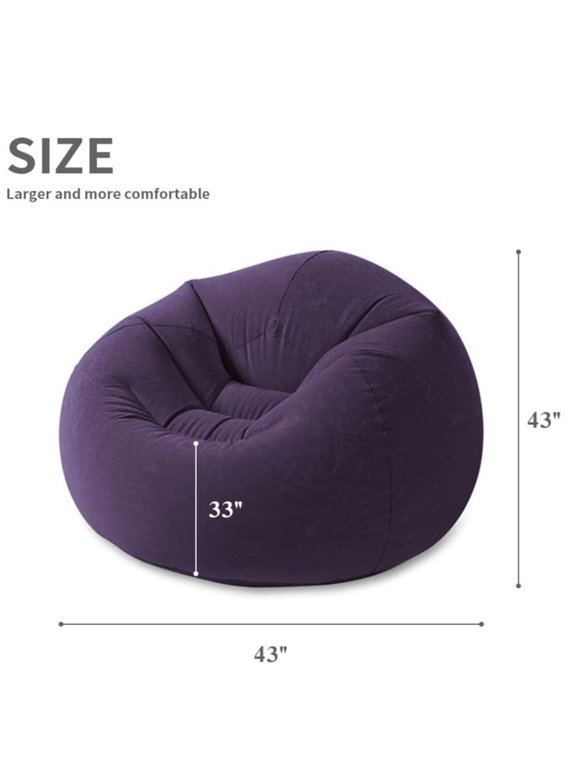 XiuWoo - Foldable Portable Inflatable Flocking Sofa, Inflatable Bean Bag Chairs,  Beanless Bag, Inflatable Lounge Chair, Lazy Sofa, Lazy Chair, Air Funiture, Inflatable Chair with Air Pump - Image 1