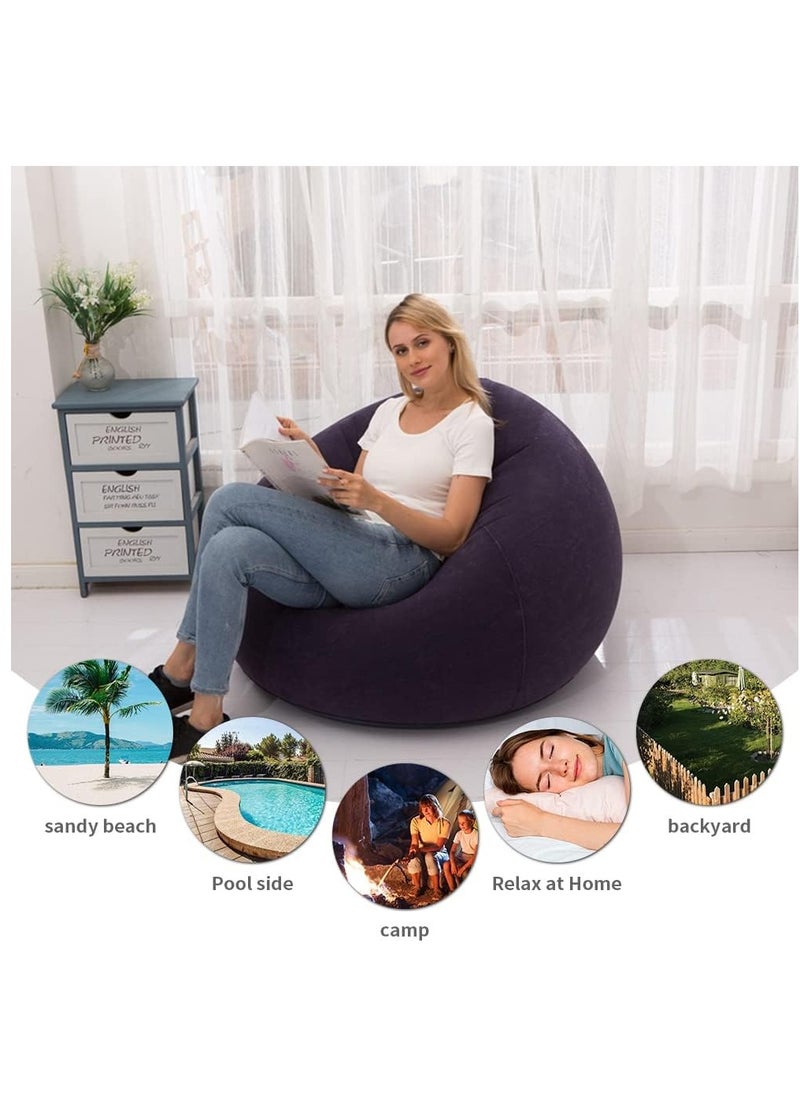 XiuWoo - Foldable Portable Inflatable Flocking Sofa, Inflatable Bean Bag Chairs,  Beanless Bag, Inflatable Lounge Chair, Lazy Sofa, Lazy Chair, Air Funiture, Inflatable Chair with Air Pump - Image 1