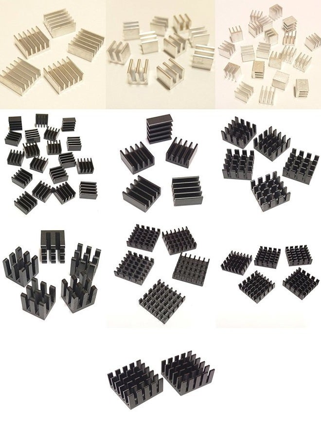 Easycargo 100pcs Heatsink Kit Small Cooler Heat Sink Set for Cooling Development Board Laptop CPU GPU VGA RAM VRAM VRM IC Chips LED MOSFET Transistor SCR Southbridge Northbridge Voltage Regulator - Image 3