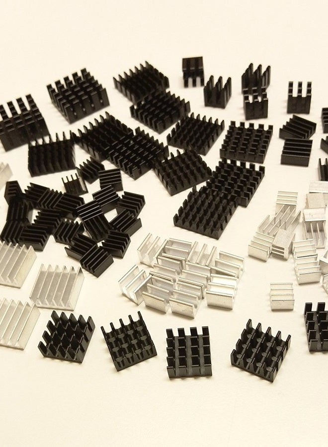 Easycargo 100pcs Heatsink Kit Small Cooler Heat Sink Set for Cooling Development Board Laptop CPU GPU VGA RAM VRAM VRM IC Chips LED MOSFET Transistor SCR Southbridge Northbridge Voltage Regulator - Image 4