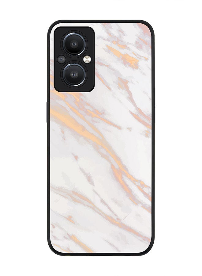 Stylizedd Rugged Black edge case for Reno8 Z 5G / Reno8 Lite 5G / Reno7 Z 5G Slim fit Soft Case Flexible Rubber Edges Anti Drop TPU Gel Thin Cover - Marble Print Gold Grey - Image 1