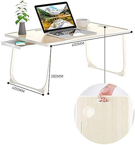 Tarkan Portable Folding Laptop Desk for Bed, Lapdesk with Handle, Drawer, Cup & Mobile/Tablet Holder for Study, Eating, Work (Black) - Image 2