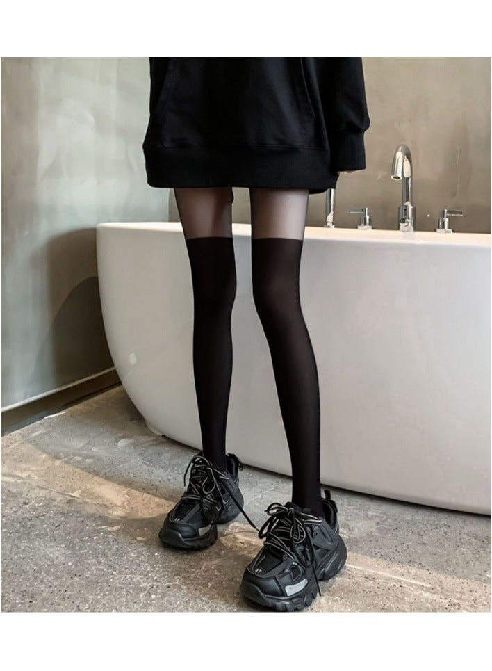 RIOXS 3 Pack Women's Translucent High Waist Black High Waist Pantyhose Thin Soft Pantyhose Splicing False Thigh Pantyhose College Style  - Image 5