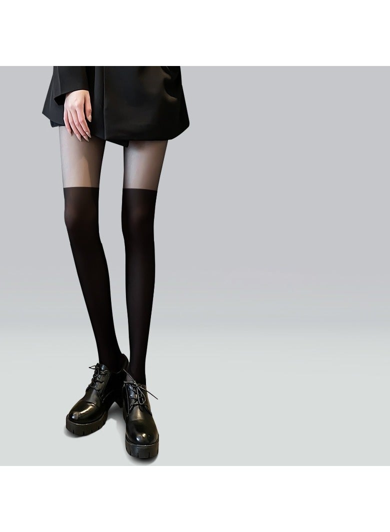 RIOXS 3 Pack Women's Translucent High Waist Black High Waist Pantyhose Thin Soft Pantyhose Splicing False Thigh Pantyhose College Style  - Image 4